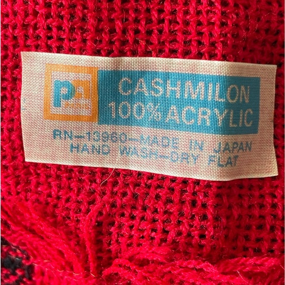 Large Red Plaid / Tartan Scarf BY CASHMILON (Japan) - Picture 6 of 7